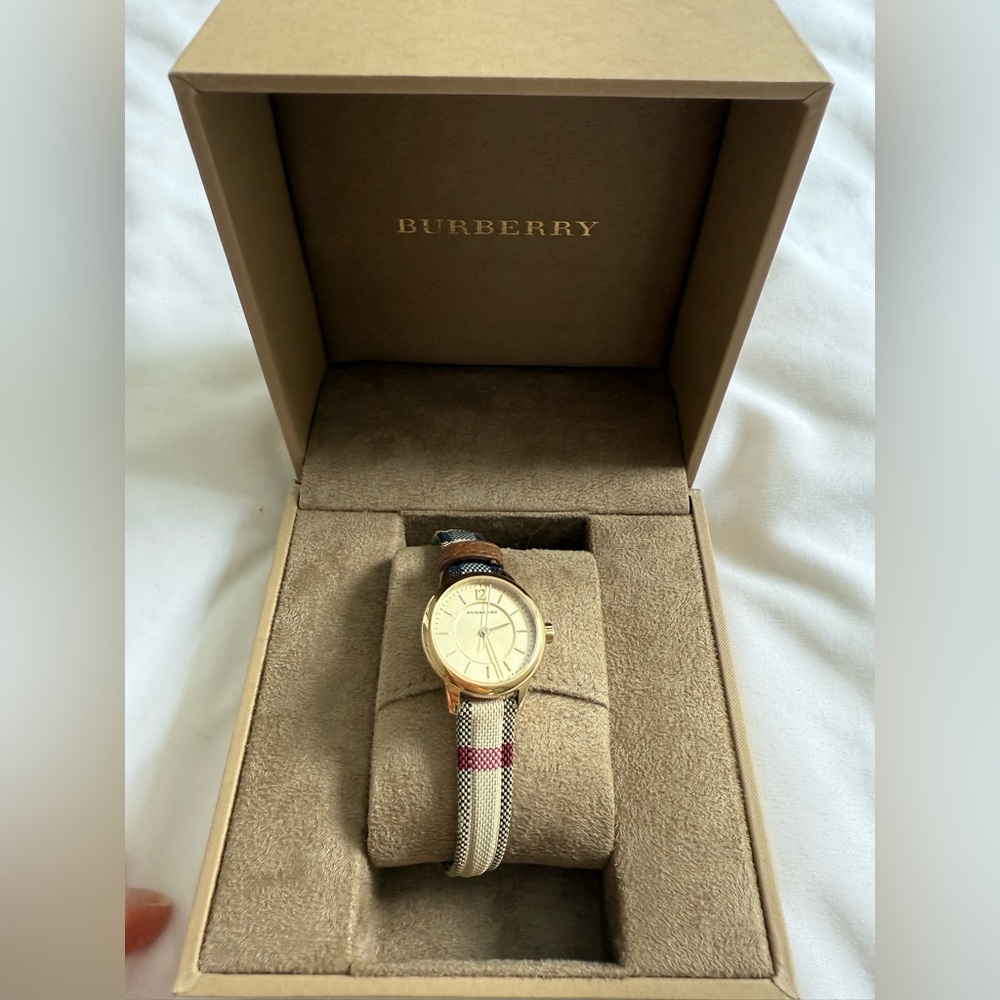 Burberry Gold and Brown Watch with Iconic Design